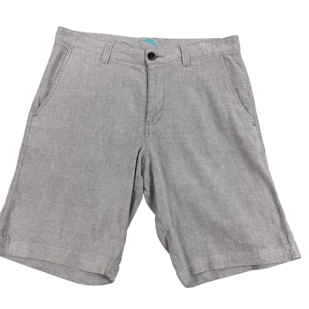 Tommy Bahama Shorts Mens 32 Gray Linen Cotton Golf Stretch Chino Beach 32x10